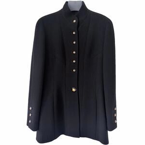 CHANEL BOUTIQUE 93A Long Military Wool Blazer Jacket| FR 36